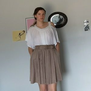 Tan Skirt with POCKETS!
